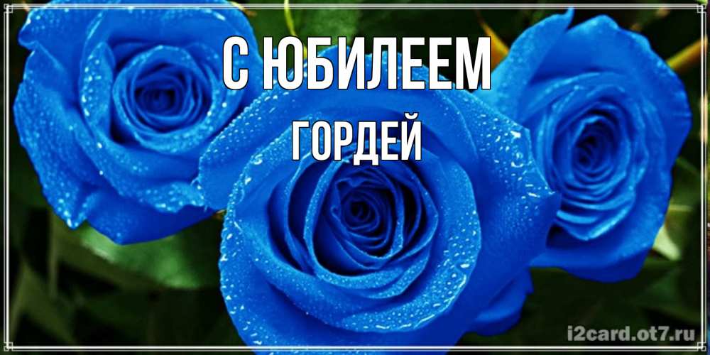 Открытка на каждый день с именем, Гордей С юбилеем розы с синим цветом Прикольная открытка с пожеланием онлайн скачать бесплатно 
