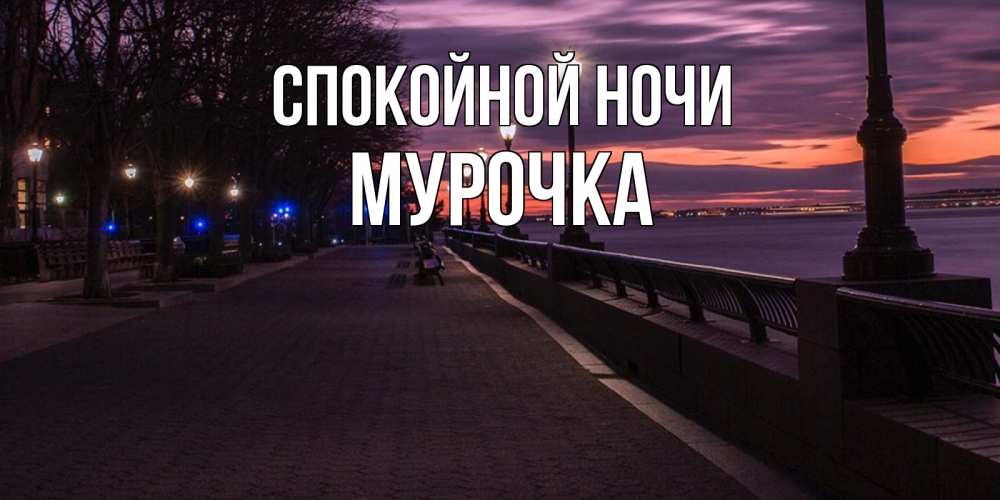 Открытка на каждый день с именем, Мурочка Спокойной ночи фонари на фоне реки Прикольная открытка с пожеланием онлайн скачать бесплатно 