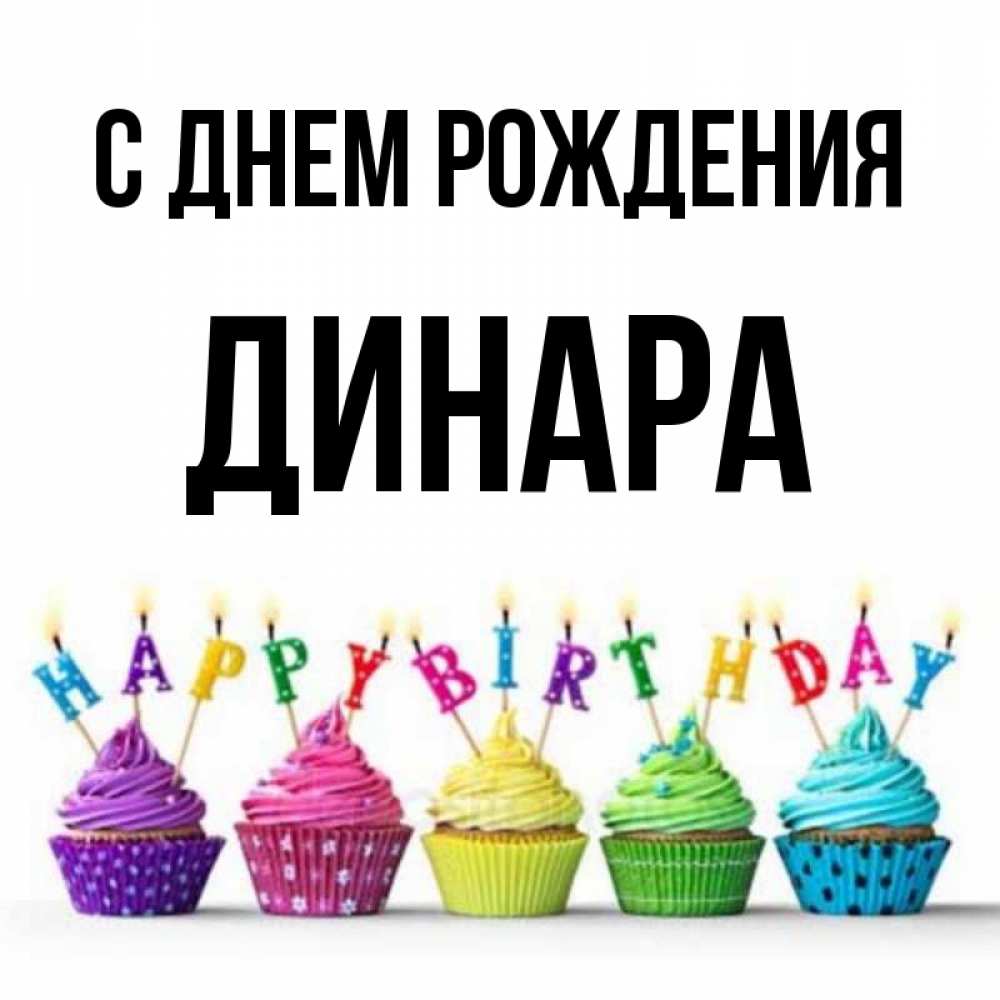Открытка на каждый день с именем, ДИНАРА С днем рождения открытка ко дню рождения с разноцветными вкусняшками Прикольная открытка с пожеланием онлайн скачать бесплатно 