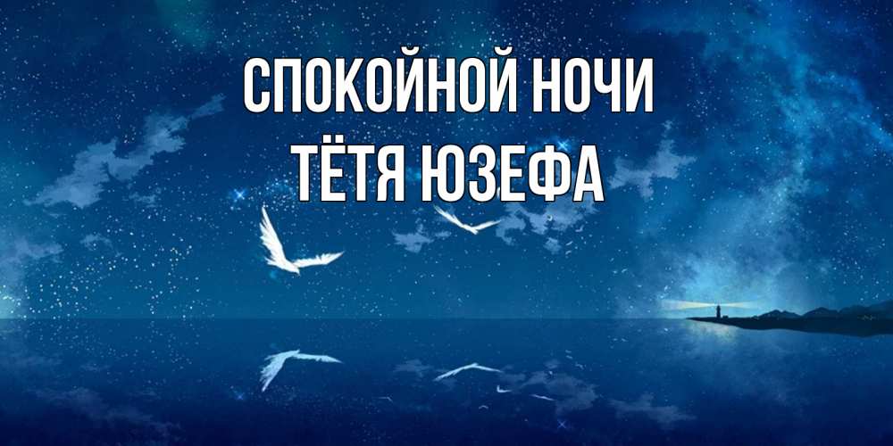 Открытка на каждый день с именем, Тётя-Юзефа Спокойной ночи птицы летят на фоне ночного неба Прикольная открытка с пожеланием онлайн скачать бесплатно 
