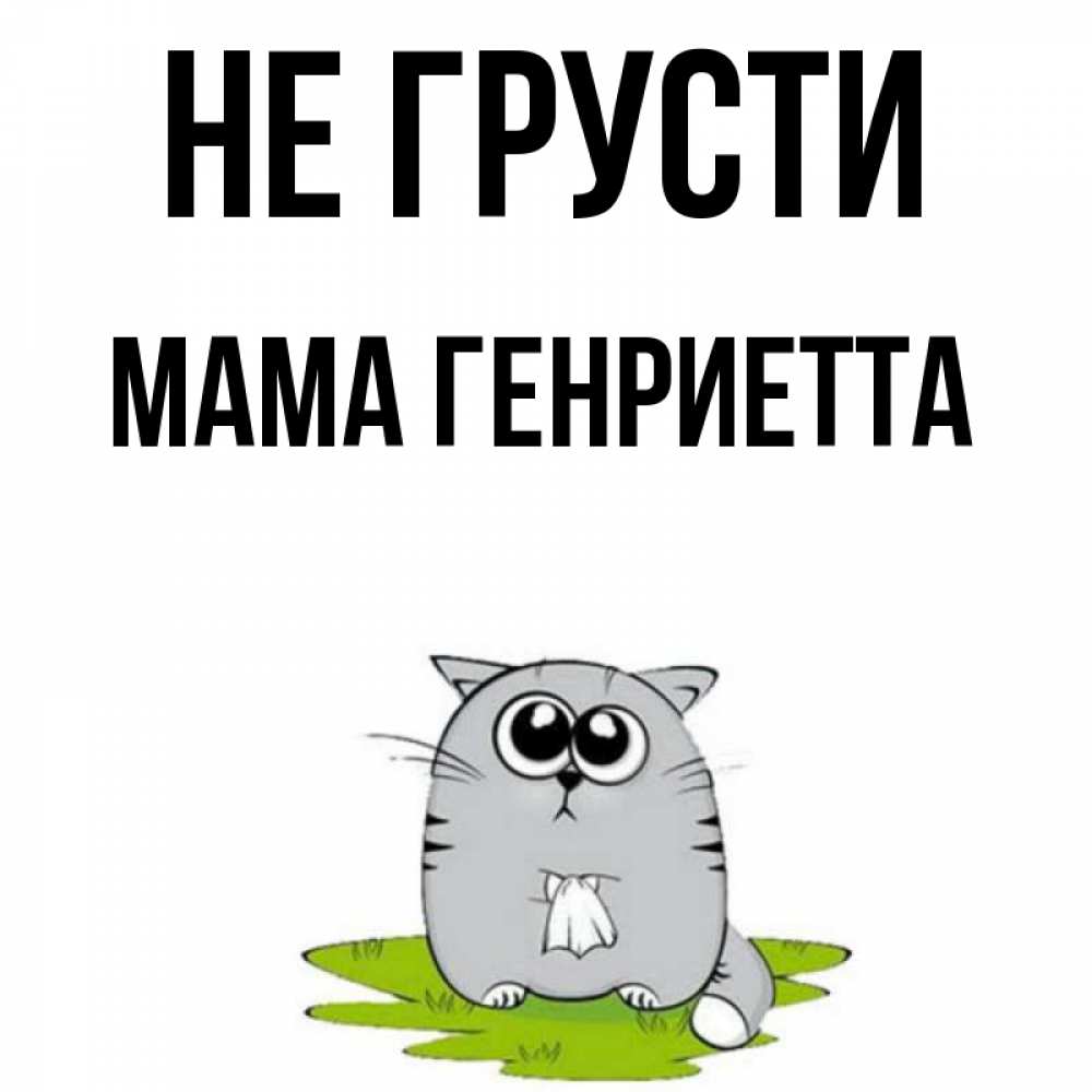 Открытка на каждый день с именем, Мама-Генриетта Не грусти грустный котяра Прикольная открытка с пожеланием онлайн скачать бесплатно 