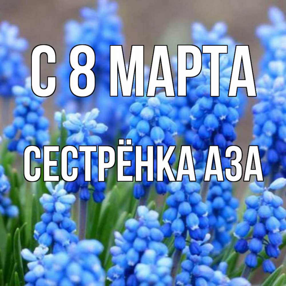 Открытка на каждый день с именем, Сестрёнка-Аза С 8 МАРТА Поздравительная открытка для женщин с цветами на праздничную дату Прикольная открытка с пожеланием онлайн скачать бесплатно 