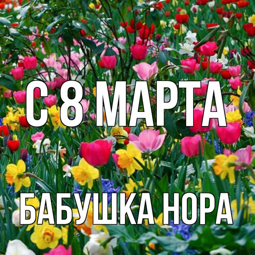 Открытка на каждый день с именем, Бабушка-Нора С 8 МАРТА с международным женским днем поздравления для женщины Прикольная открытка с пожеланием онлайн скачать бесплатно 