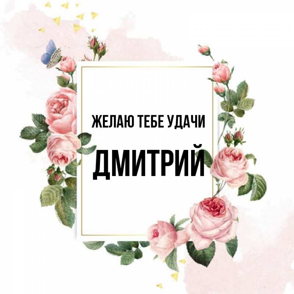 Открытка на каждый день с именем, Дмитрий Желаю тебе удачи розовые розы Прикольная открытка с пожеланием онлайн скачать бесплатно 