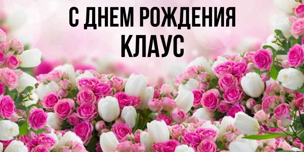 Открытка на каждый день с именем, Клаус С днем рождения открытка с разными розами Прикольная открытка с пожеланием онлайн скачать бесплатно 