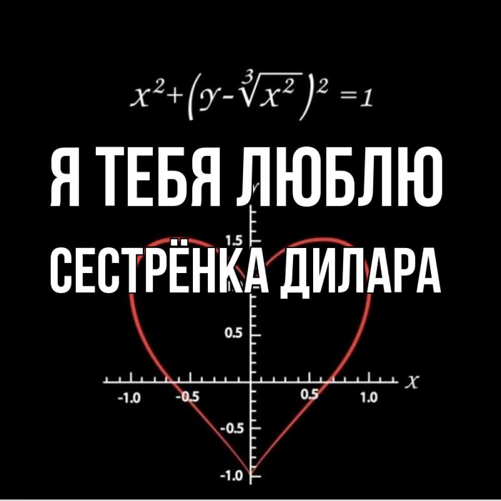 Открытка на каждый день с именем, Сестрёнка-Дилара Я тебя люблю сердечная формула Прикольная открытка с пожеланием онлайн скачать бесплатно 