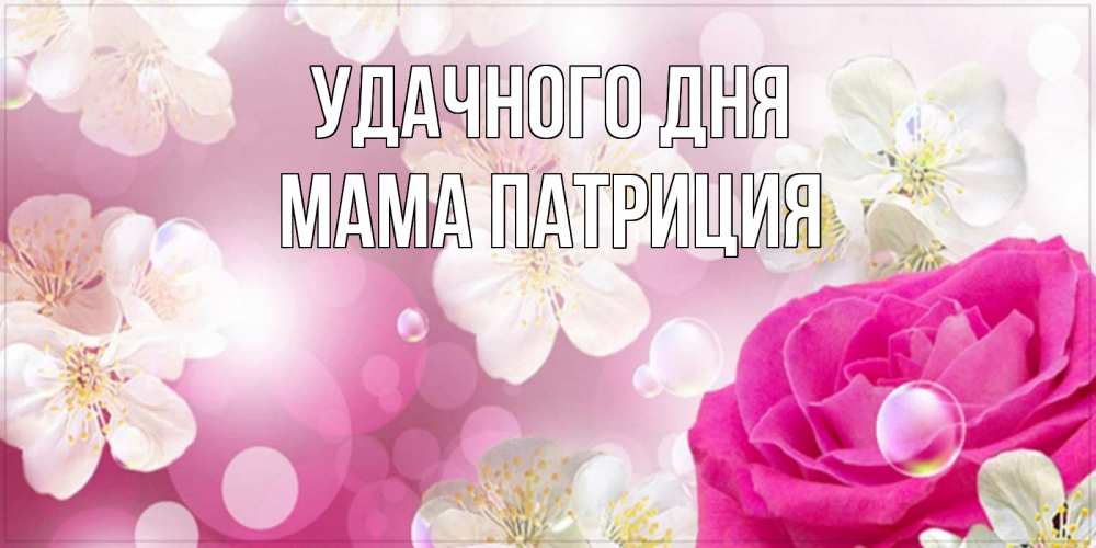 Открытка на каждый день с именем, Мама-Патриция Удачного дня красивые цветы Прикольная открытка с пожеланием онлайн скачать бесплатно 