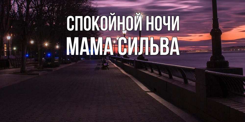 Открытка на каждый день с именем, Мама-Сильва Спокойной ночи фонари на фоне реки Прикольная открытка с пожеланием онлайн скачать бесплатно 