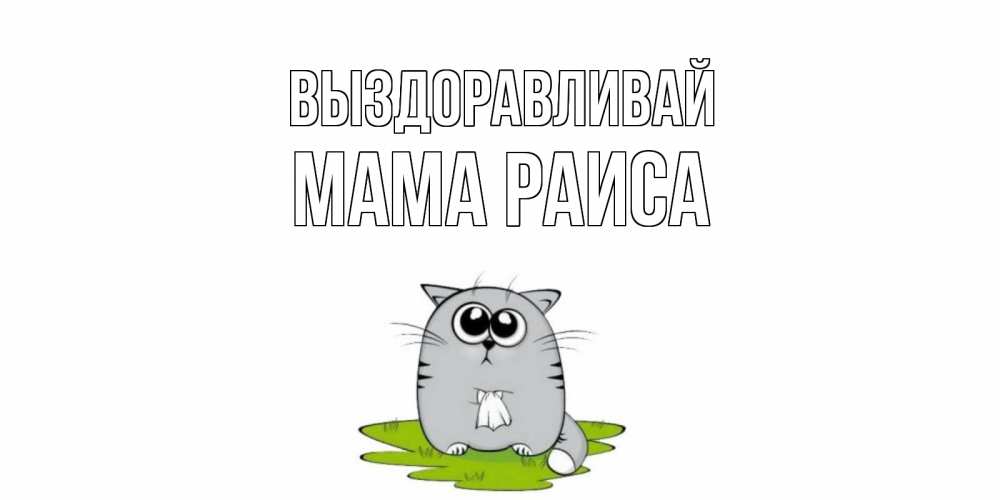 Открытка на каждый день с именем, Мама-Раиса Выздоравливай кот и открытки про выздоровление Прикольная открытка с пожеланием онлайн скачать бесплатно 