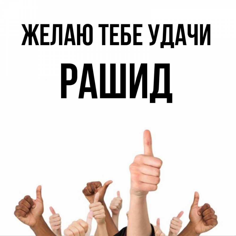 Открытка на каждый день с именем, Рашид Желаю тебе удачи молодцом Прикольная открытка с пожеланием онлайн скачать бесплатно 