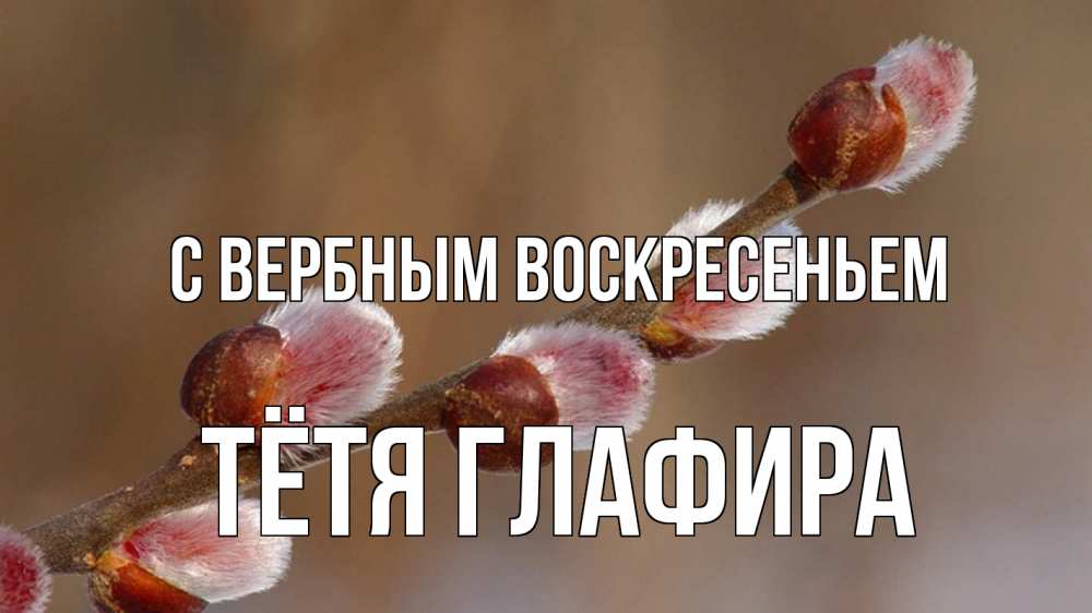 Открытка на каждый день с именем, Тётя-Глафира С вербным воскресеньем верба Прикольная открытка с пожеланием онлайн скачать бесплатно 
