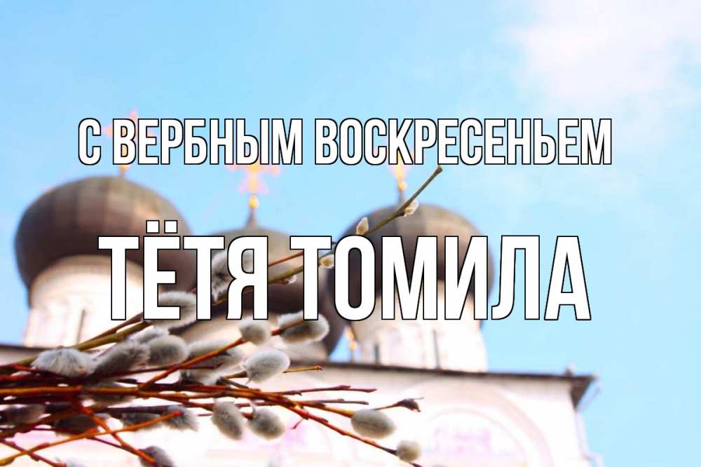 Открытка на каждый день с именем, Тётя-Томила С вербным воскресеньем верба Прикольная открытка с пожеланием онлайн скачать бесплатно 