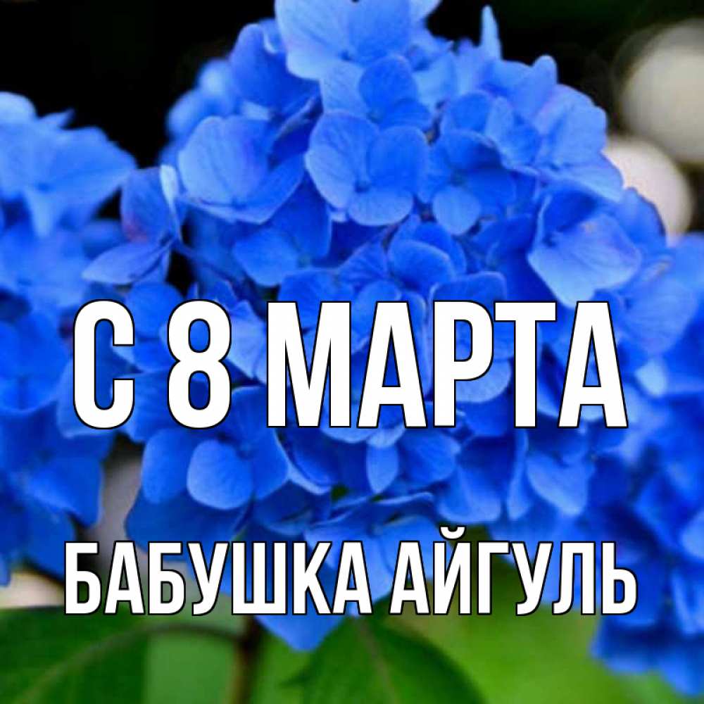 Открытка на каждый день с именем, Бабушка-Айгуль С 8 марта синие цветы Прикольная открытка с пожеланием онлайн скачать бесплатно 