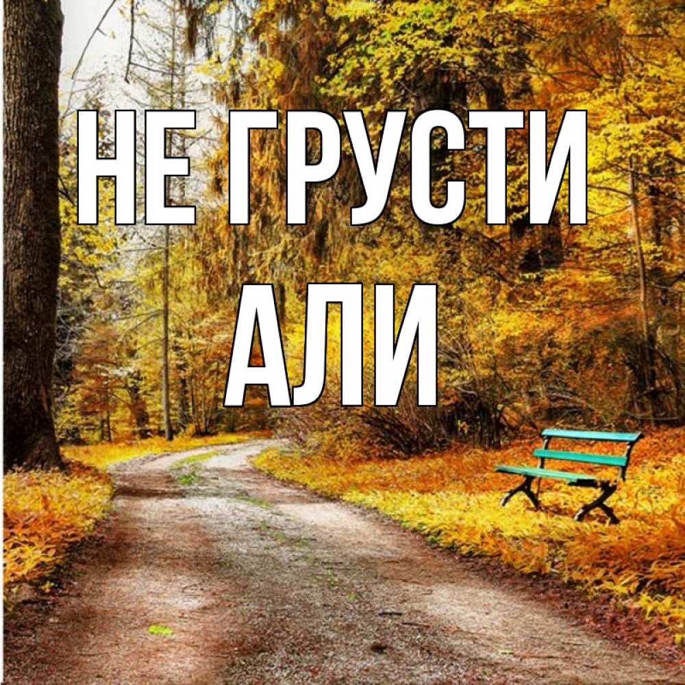 Открытка на каждый день с именем, Али Не грусти зеленая лавочка Прикольная открытка с пожеланием онлайн скачать бесплатно 