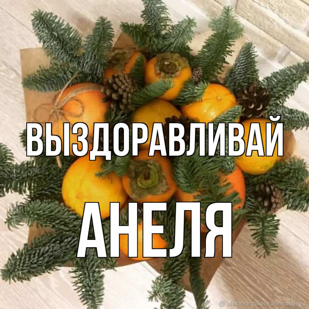 Открытка на каждый день с именем, Анеля Выздоравливай апельсины и хурьма Прикольная открытка с пожеланием онлайн скачать бесплатно 