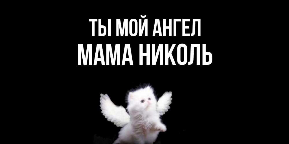 Открытка на каждый день с именем, Мама-Николь Ты мой ангел Кот ангел Прикольная открытка с пожеланием онлайн скачать бесплатно 