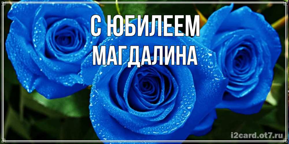 Открытка на каждый день с именем, Магдалина С юбилеем розы с синим цветом Прикольная открытка с пожеланием онлайн скачать бесплатно 