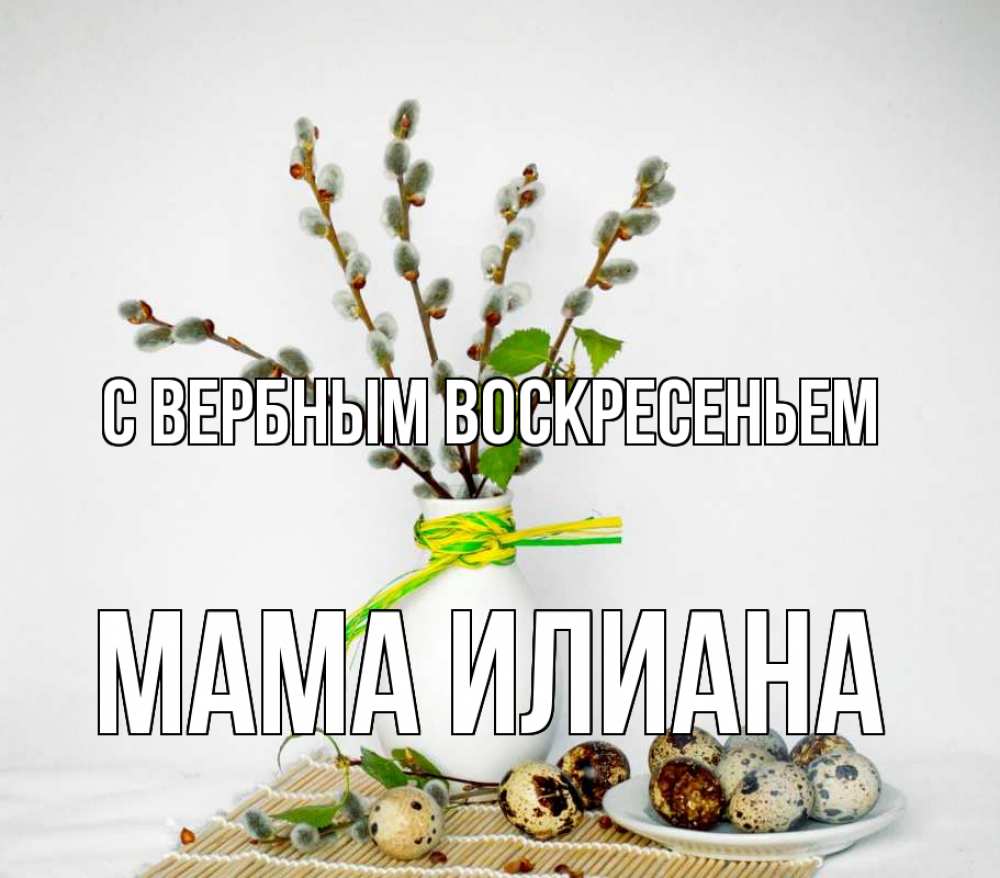 Открытка на каждый день с именем, Мама-Илиана С вербным воскресеньем верба Прикольная открытка с пожеланием онлайн скачать бесплатно 