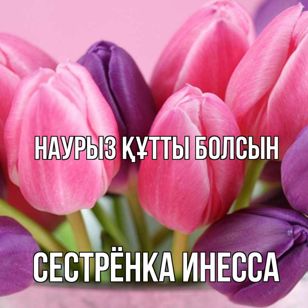 Открытка на каждый день с именем, Сестрёнка-Инесса Наурыз құтты болсын маме 1 Прикольная открытка с пожеланием онлайн скачать бесплатно 