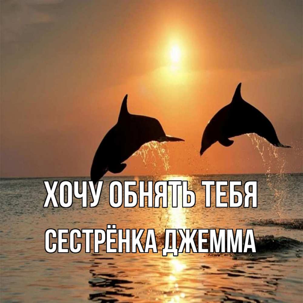 Открытка на каждый день с именем, Сестрёнка-Джемма Хочу обнять тебя рыбы на закате Прикольная открытка с пожеланием онлайн скачать бесплатно 