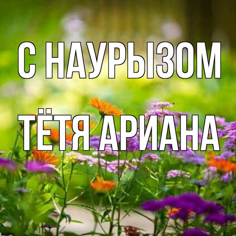 Открытка на каждый день с именем, Тётя-Ариана С наурызом цветы Прикольная открытка с пожеланием онлайн скачать бесплатно 