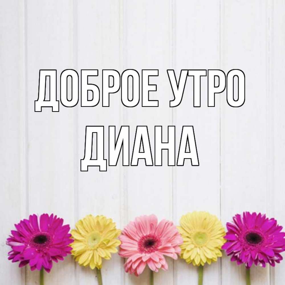 Открытка на каждый день с именем, Диана Доброе утро красный желтый и розовый цветок Прикольная открытка с пожеланием онлайн скачать бесплатно 