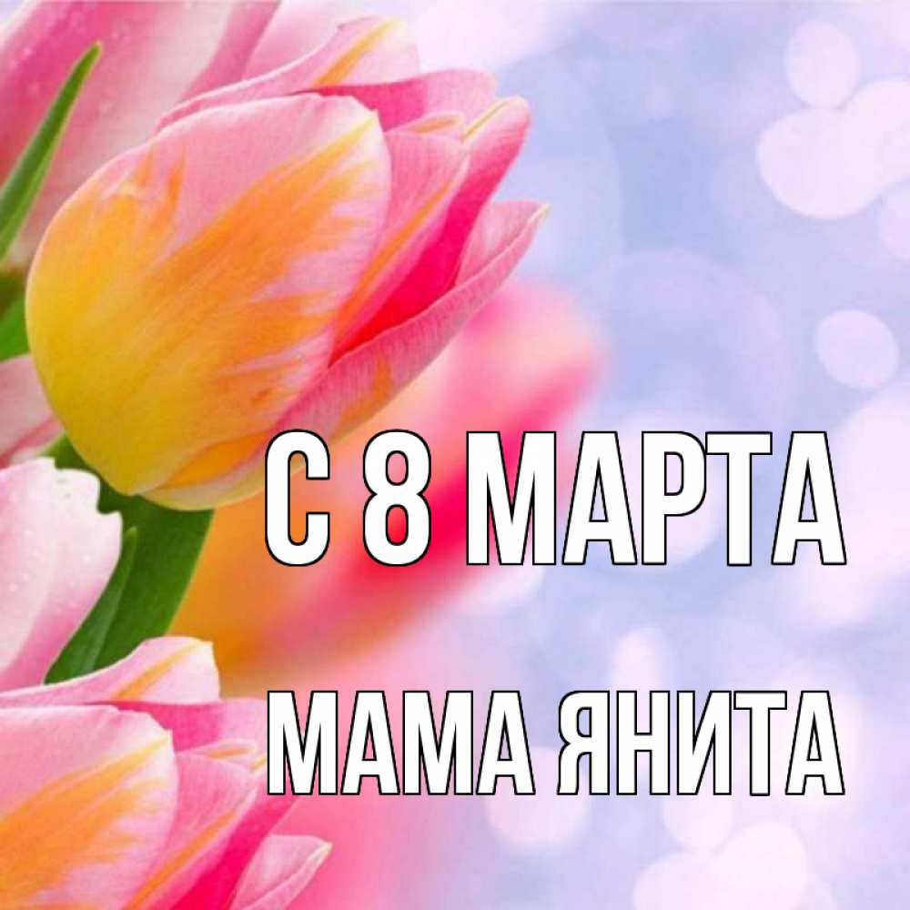 Открытка на каждый день с именем, Мама-Янита С 8 МАРТА тюльпаны 2 Прикольная открытка с пожеланием онлайн скачать бесплатно 