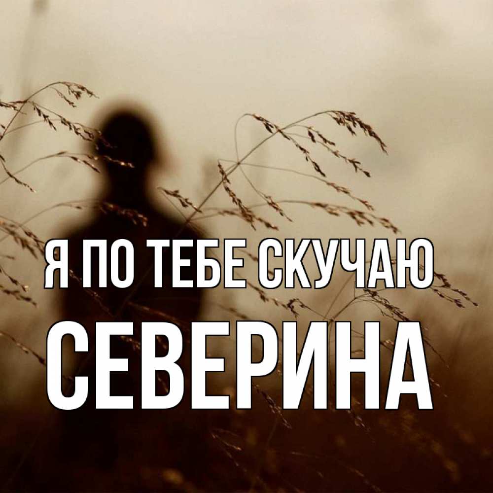 Открытка на каждый день с именем, Северина Я по тебе скучаю силуэт девушки Прикольная открытка с пожеланием онлайн скачать бесплатно 