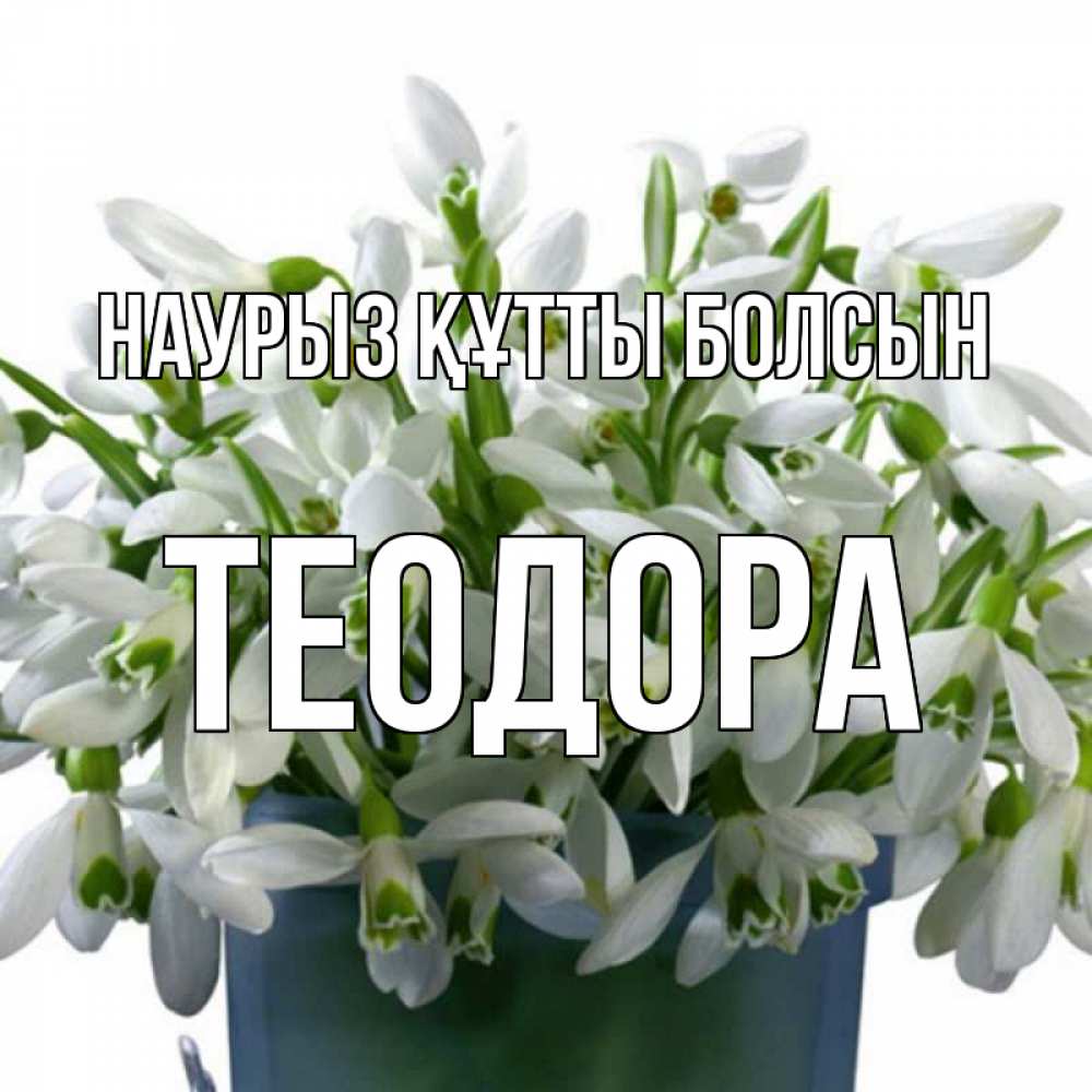Открытка на каждый день с именем, Теодора Наурыз құтты болсын цветы к наурызу Прикольная открытка с пожеланием онлайн скачать бесплатно 