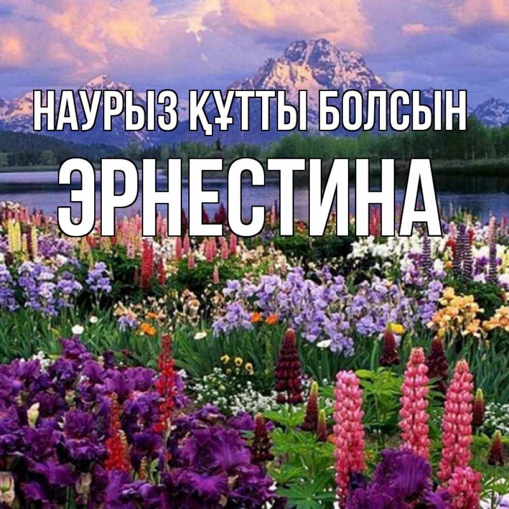 Открытка на каждый день с именем, Эрнестина Наурыз құтты болсын наурыз Прикольная открытка с пожеланием онлайн скачать бесплатно 