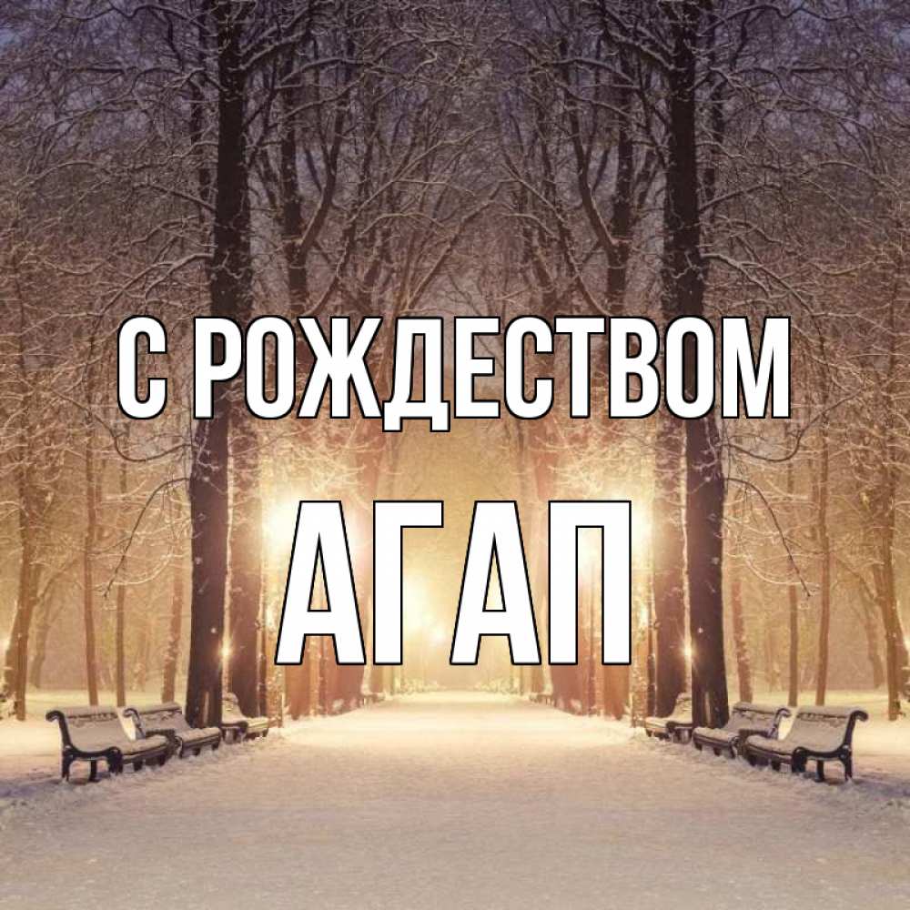 Открытка на каждый день с именем, Агап С рождеством зима, парк, фонарь, лес Прикольная открытка с пожеланием онлайн скачать бесплатно 