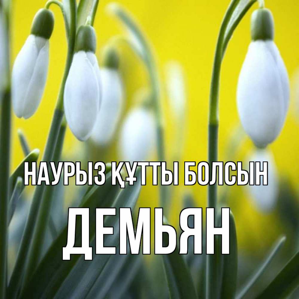 Открытка на каждый день с именем, Демьян Наурыз құтты болсын весенние цветы Прикольная открытка с пожеланием онлайн скачать бесплатно 