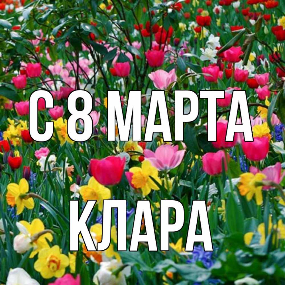 Открытка на каждый день с именем, Клара С 8 МАРТА с международным женским днем поздравления для женщины Прикольная открытка с пожеланием онлайн скачать бесплатно 