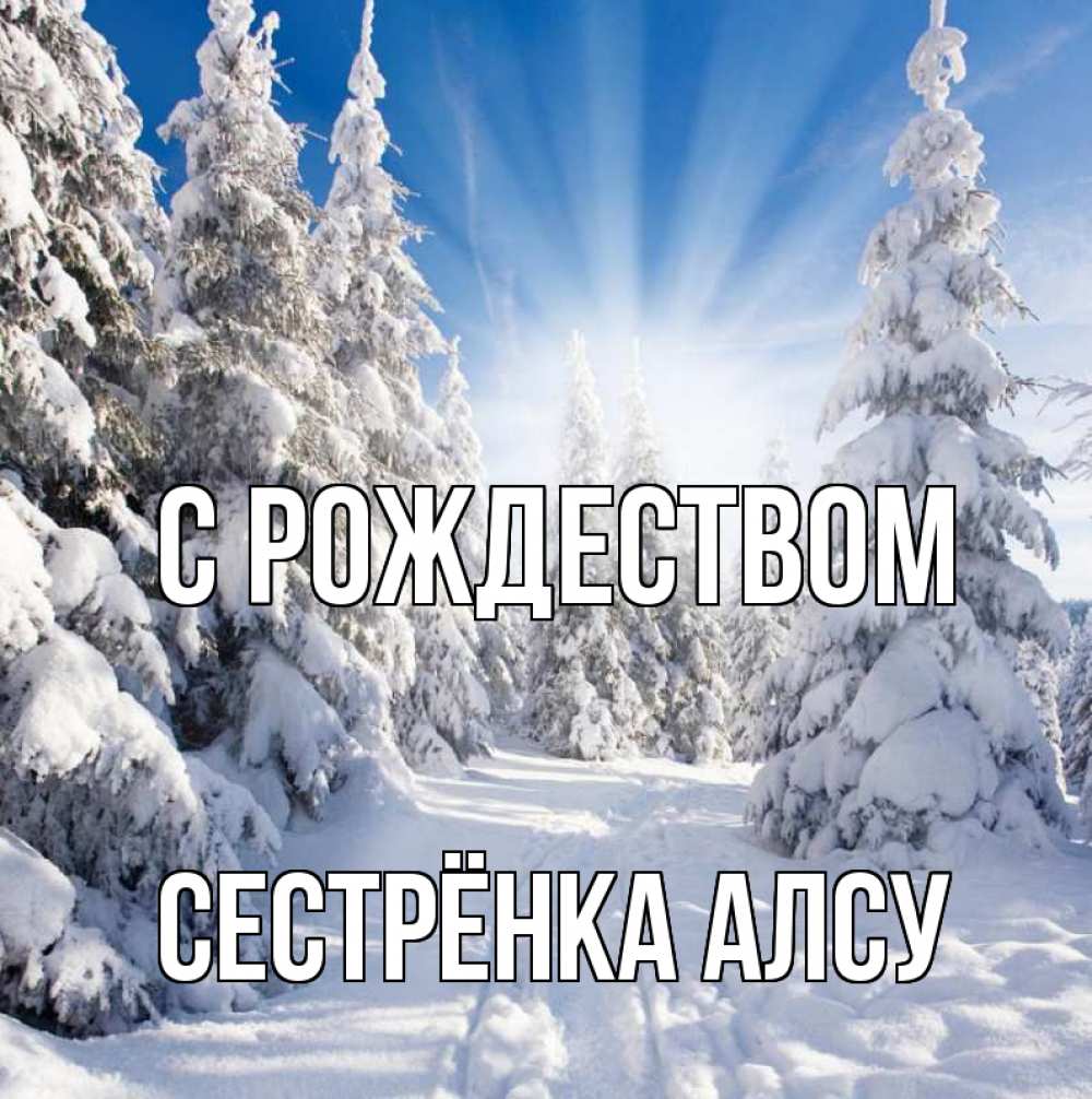 Открытка на каждый день с именем, Сестрёнка-Алсу С рождеством зима, лес Прикольная открытка с пожеланием онлайн скачать бесплатно 