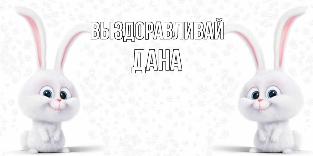 Открытка на каждый день с именем, Дана Выздоравливай не болей с зайцем Прикольная открытка с пожеланием онлайн скачать бесплатно 