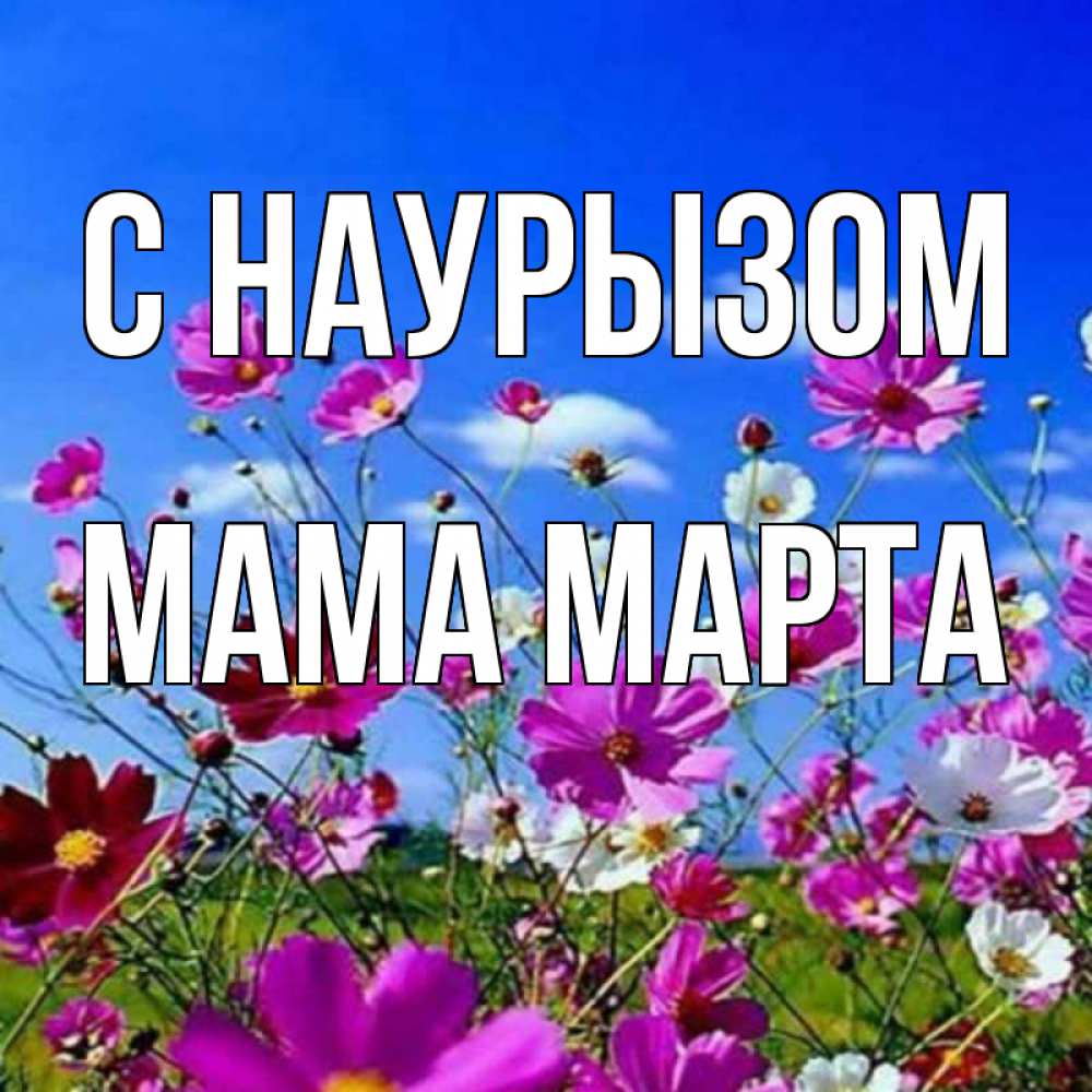 Открытка на каждый день с именем, Мама-Марта С наурызом цветы Прикольная открытка с пожеланием онлайн скачать бесплатно 