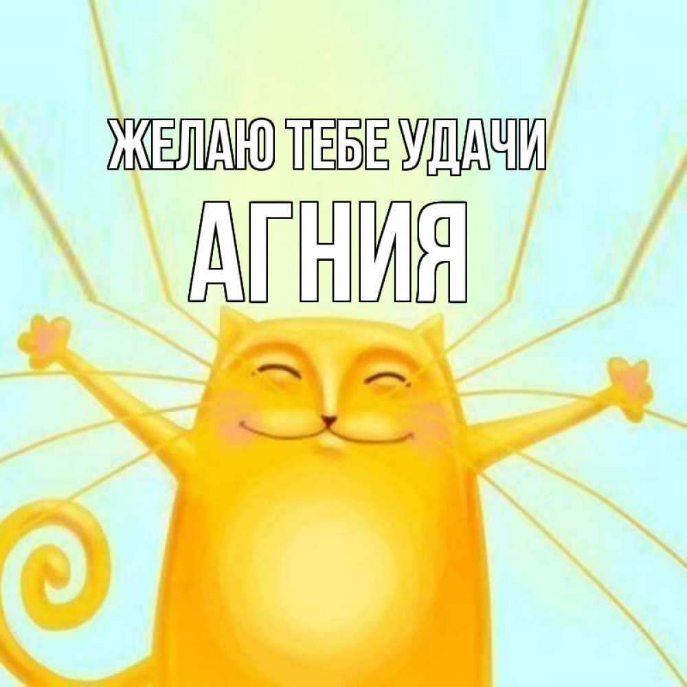 Открытка на каждый день с именем, Агния Желаю тебе удачи пусть придет к тебе удача Прикольная открытка с пожеланием онлайн скачать бесплатно 