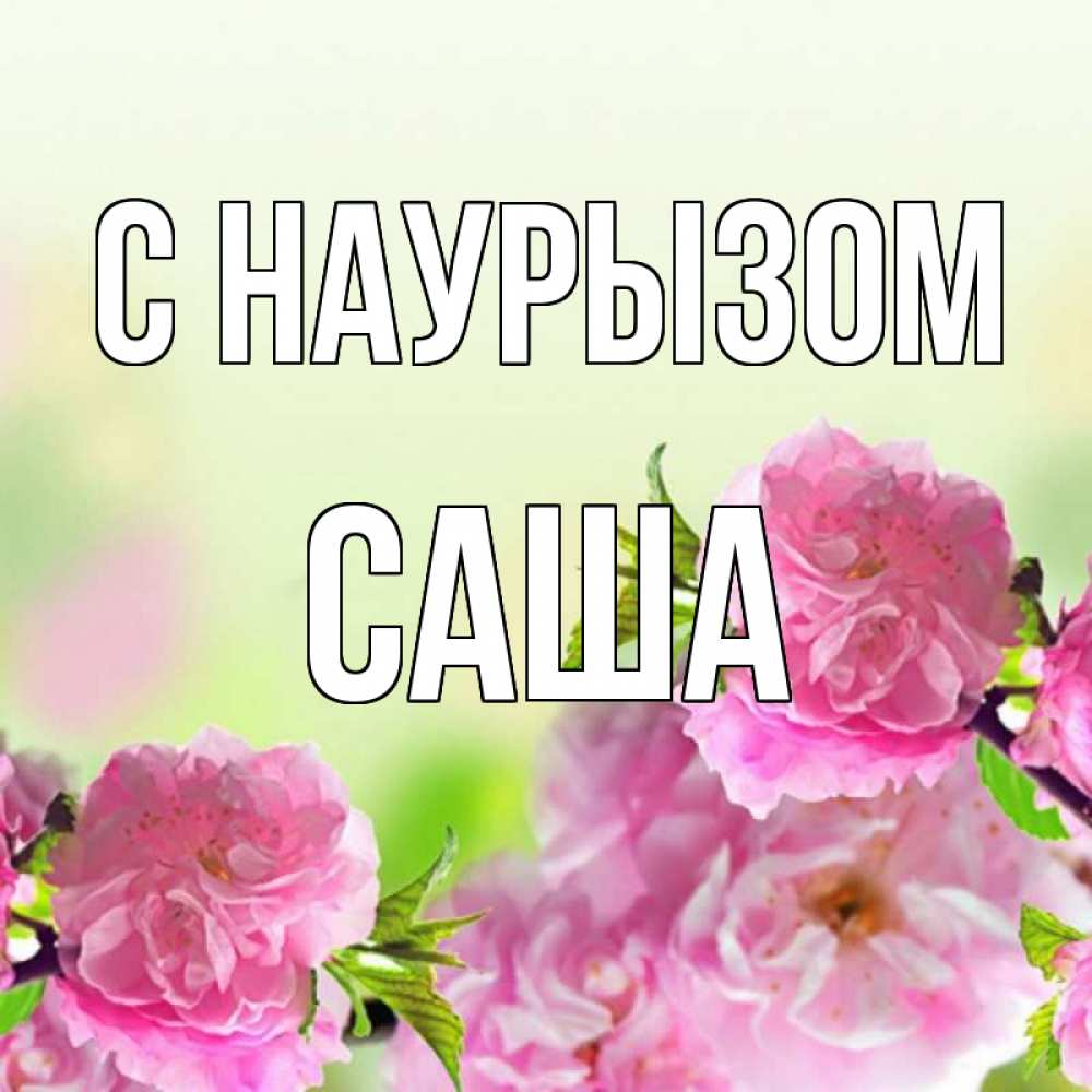 Открытка на каждый день с именем, Саша С наурызом цветы Прикольная открытка с пожеланием онлайн скачать бесплатно 