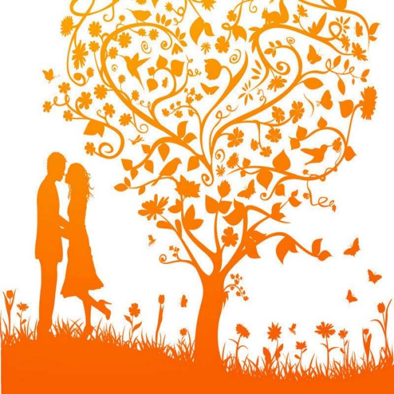 Открытка оранжевое узорчатое дерево  красивый векторный клипарт  Хочу обнять тебя 