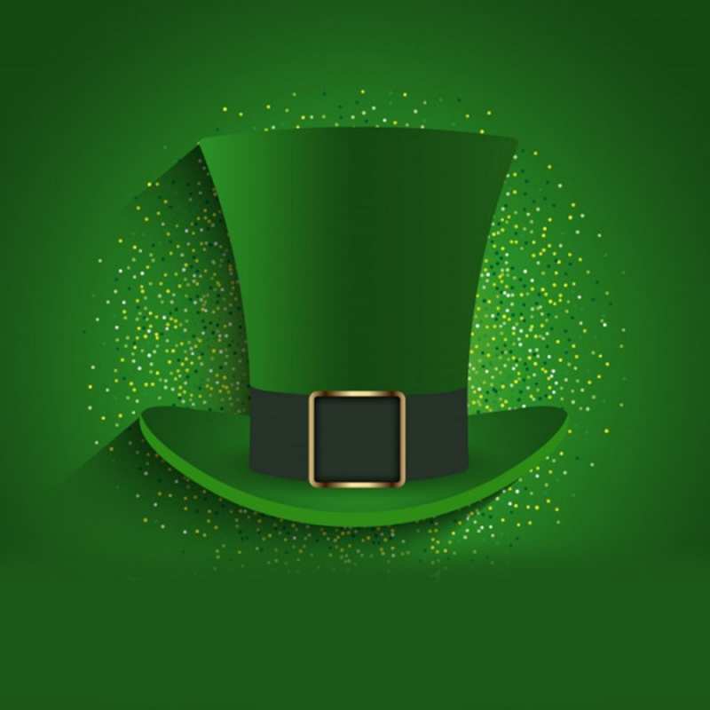 Открытка зеленая шляпа на зеленом фоне  фокусник   Желаю тебе удачи 