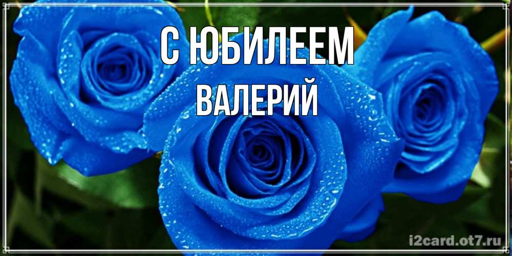 Открытка на каждый день с именем, Валерий С юбилеем розы с синим цветом Прикольная открытка с пожеланием онлайн скачать бесплатно 