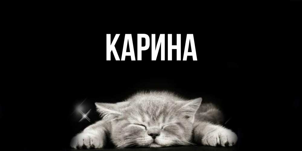 Открытка на каждый день с именем, Карина Главная спящий котик Прикольная открытка с пожеланием онлайн скачать бесплатно 
