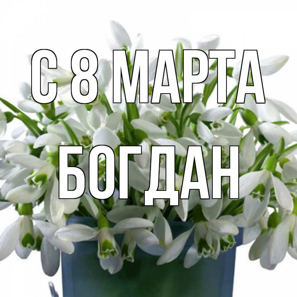 Открытка на каждый день с именем, Богдан С 8 МАРТА цветы к международному женскому дню Прикольная открытка с пожеланием онлайн скачать бесплатно 