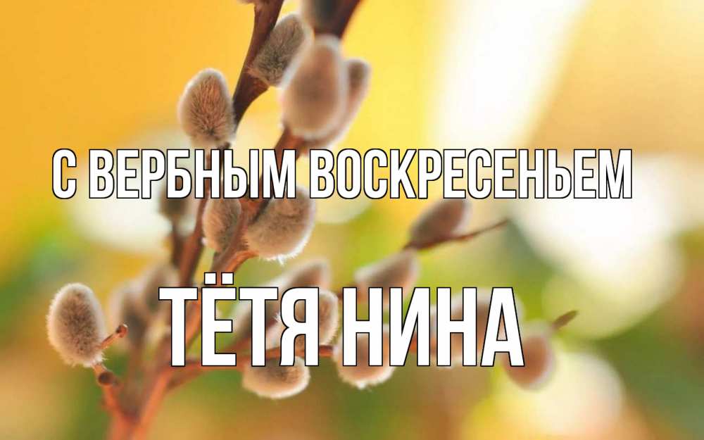 Открытка на каждый день с именем, Тётя-Нина С вербным воскресеньем верба Прикольная открытка с пожеланием онлайн скачать бесплатно 