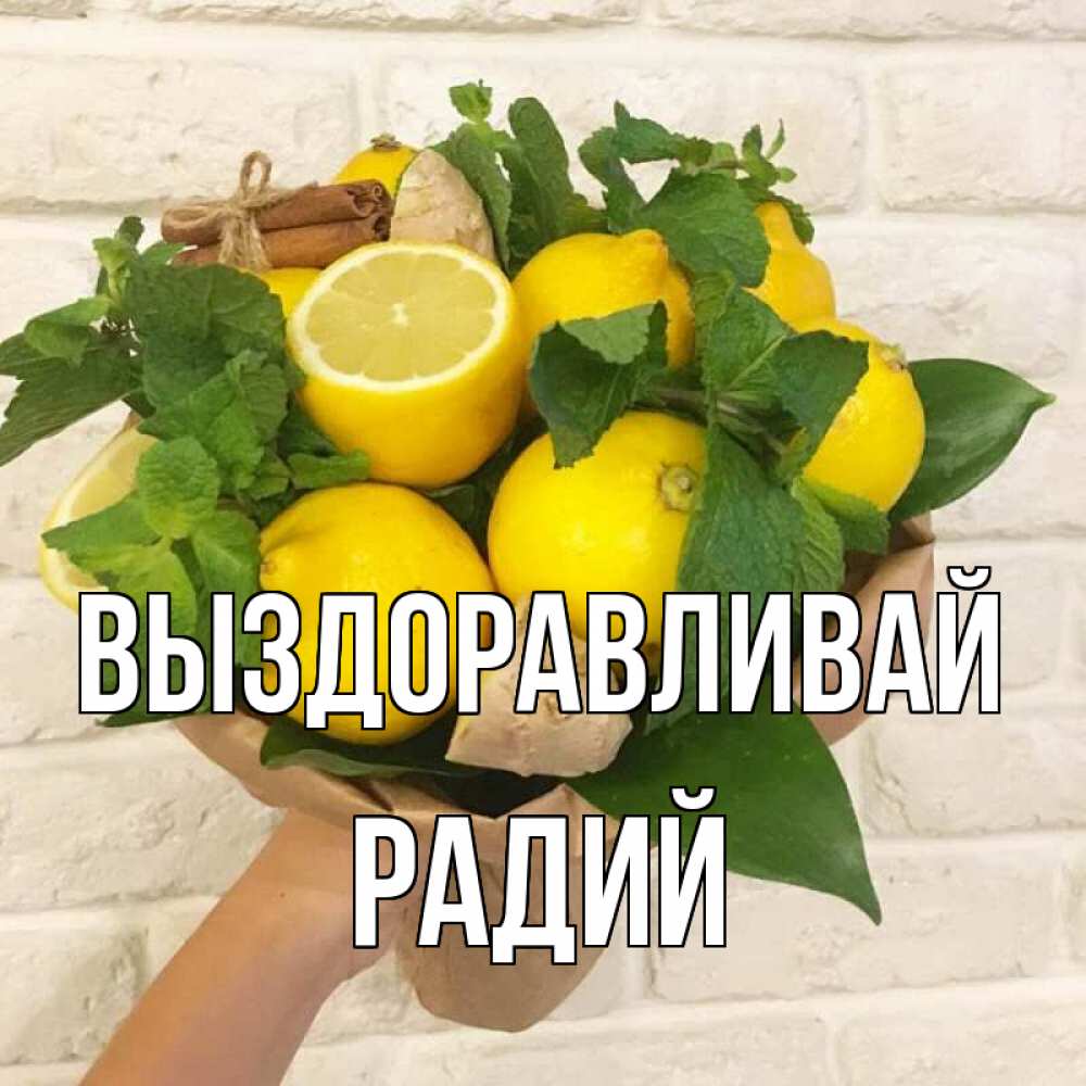 Открытка на каждый день с именем, Радий Выздоравливай витамины Прикольная открытка с пожеланием онлайн скачать бесплатно 