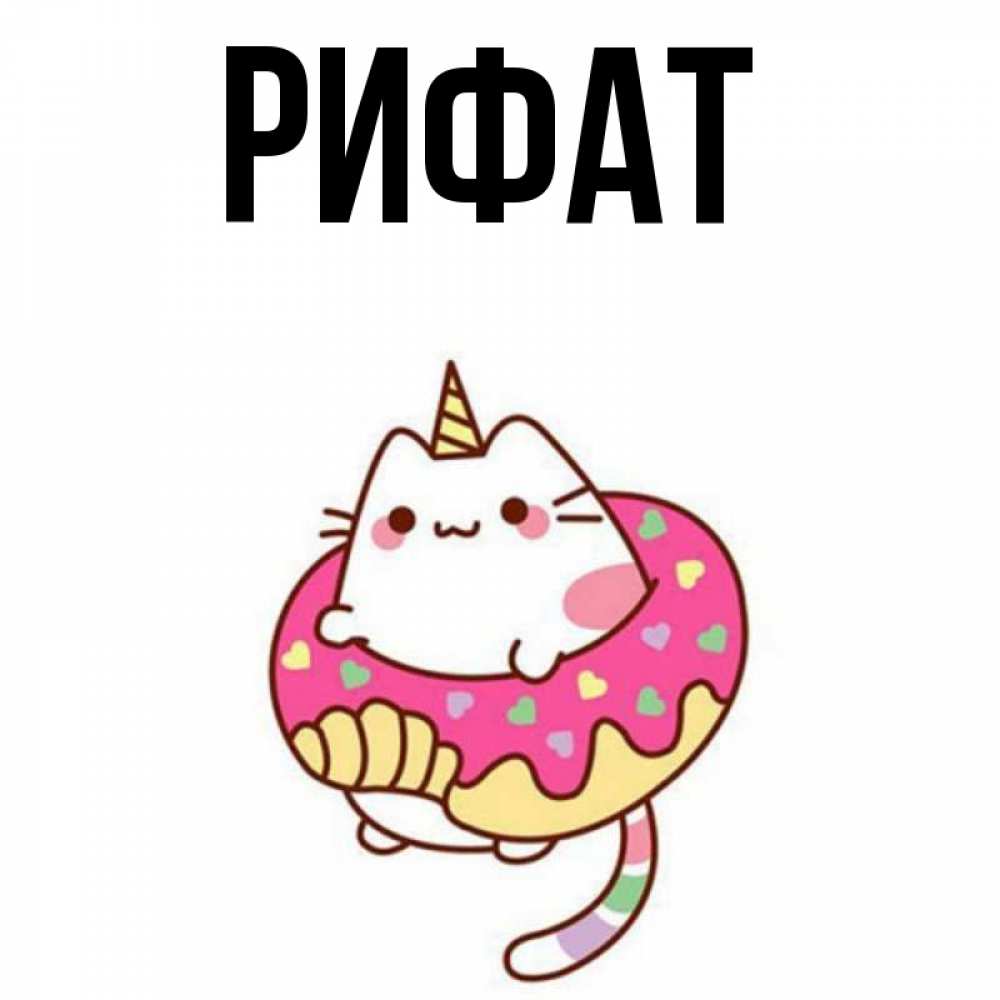 Открытка на каждый день с именем, Рифат Главная кот в бублике Прикольная открытка с пожеланием онлайн скачать бесплатно 