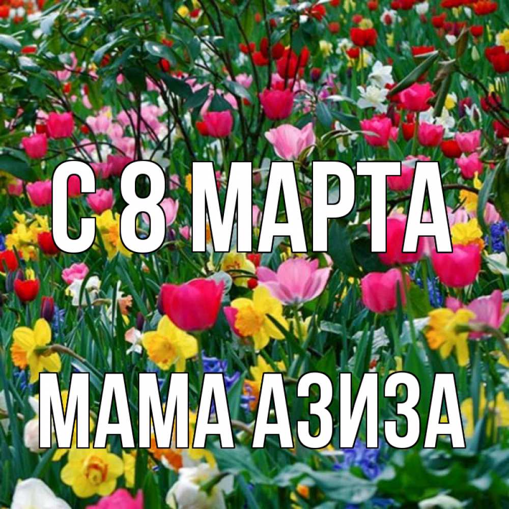 Открытка на каждый день с именем, Мама-Азиза С 8 МАРТА с международным женским днем поздравления для женщины Прикольная открытка с пожеланием онлайн скачать бесплатно 