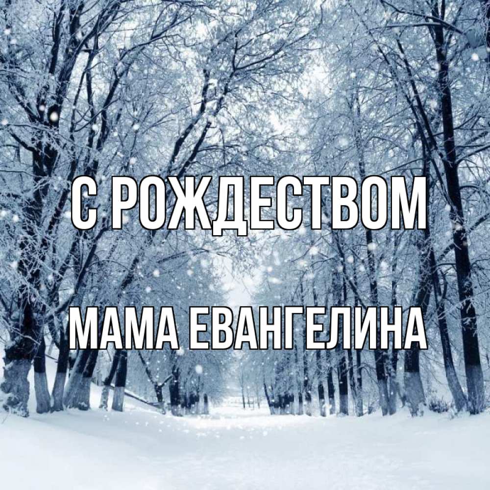 Открытка на каждый день с именем, Мама-Евангелина С рождеством снег, лес, парк Прикольная открытка с пожеланием онлайн скачать бесплатно 
