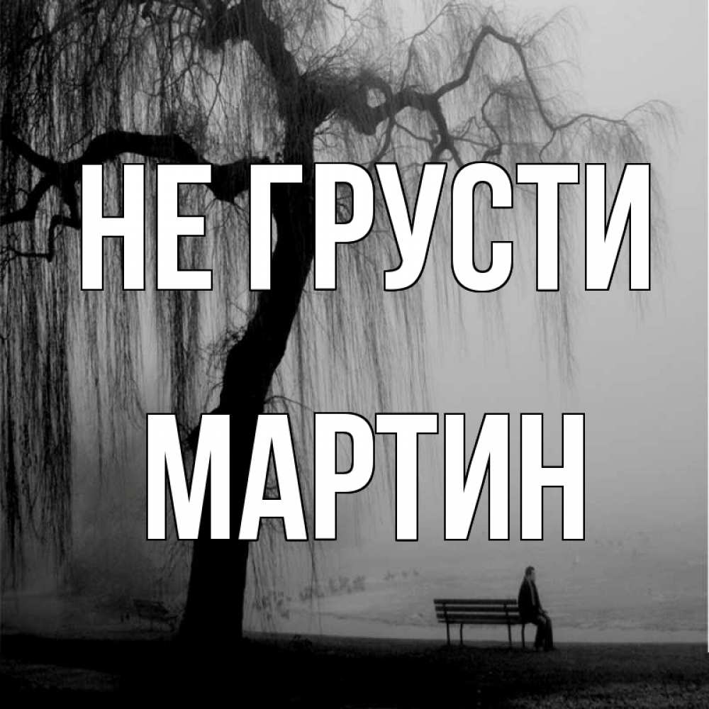 Открытка на каждый день с именем, Мартин Не грусти висящие ветки дерева и лавочка под деревом Прикольная открытка с пожеланием онлайн скачать бесплатно 