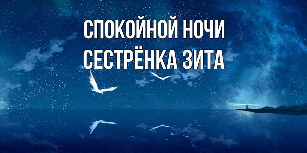 Открытка на каждый день с именем, Сестрёнка-Зита Спокойной ночи птицы летят на фоне ночного неба Прикольная открытка с пожеланием онлайн скачать бесплатно 